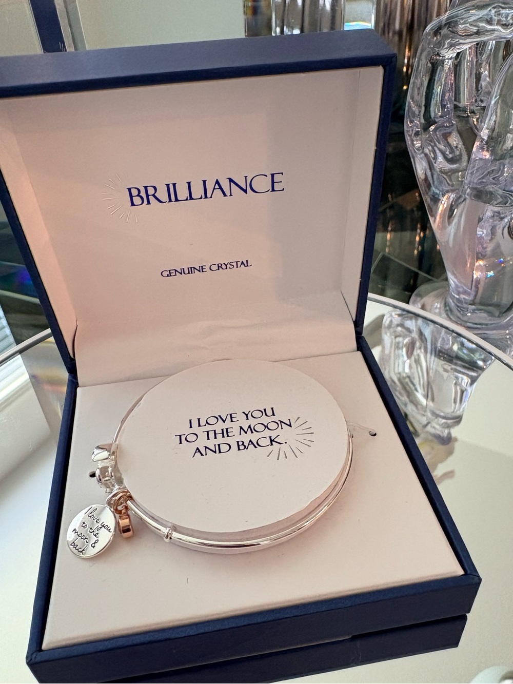 Brilliance Silver Crystal Charm Bangle Bracelet